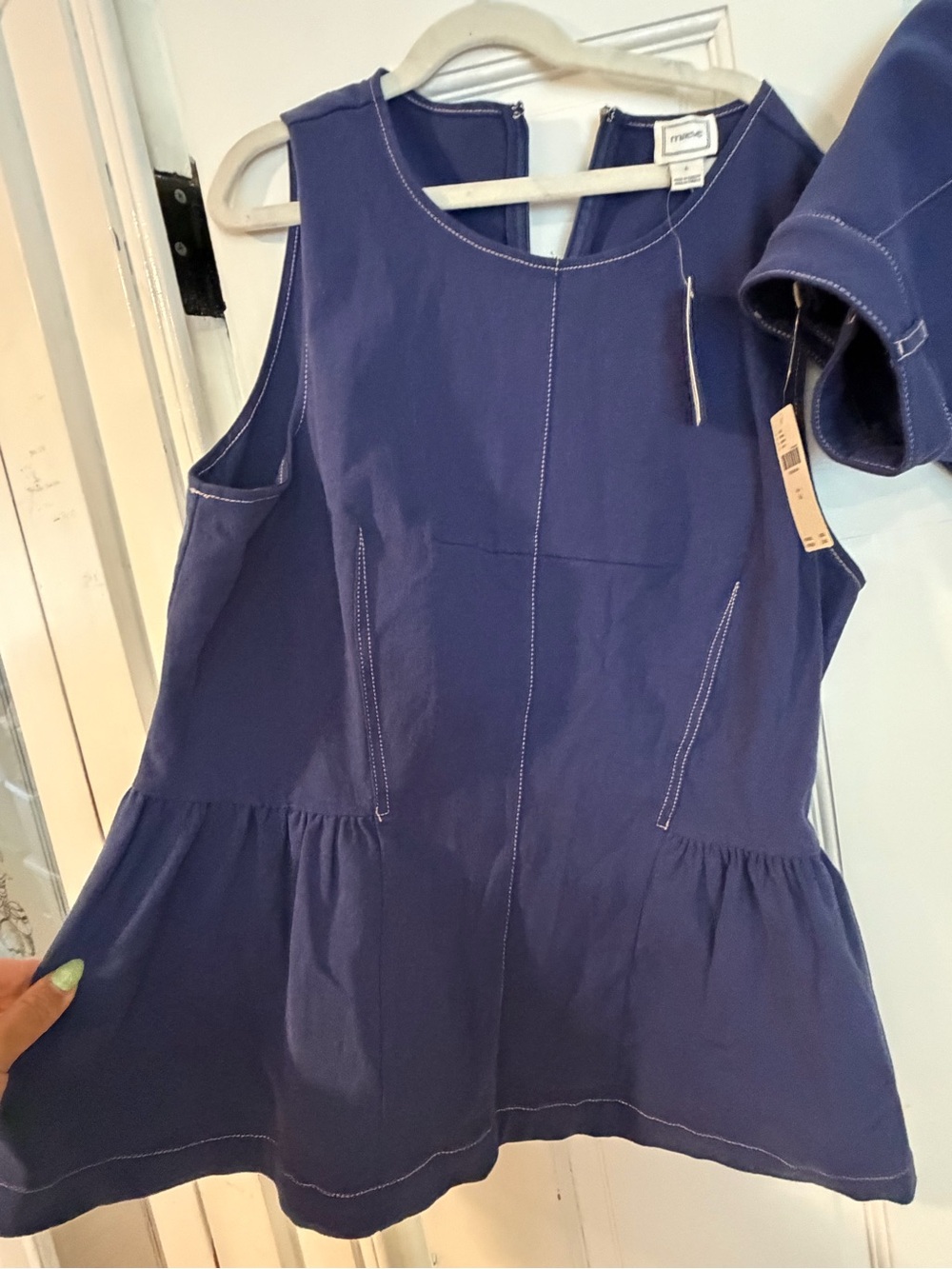 Maeve Navy Blue Sleeveless Peplum Tank Top